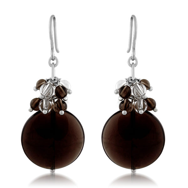 Sterling Silver Smokey Quartz "Good Mood" Dangling Earrings