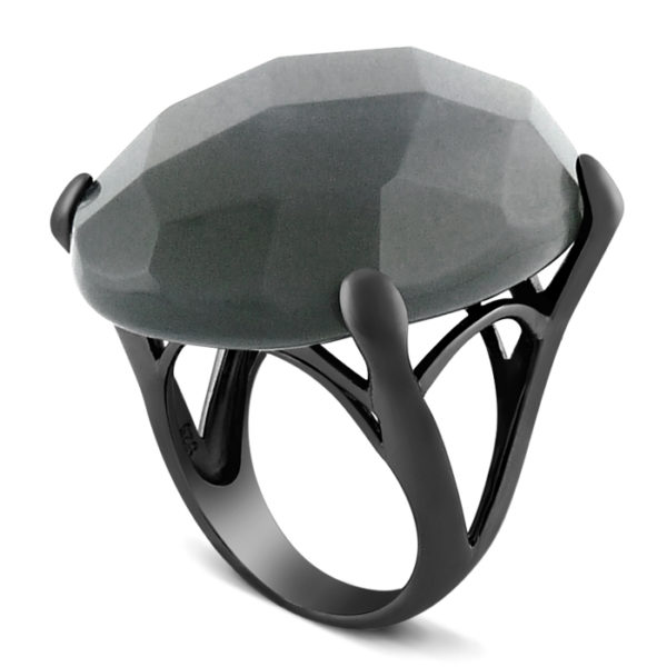 Sterling Silver Faceted Grey Agate "Strenght" Ring