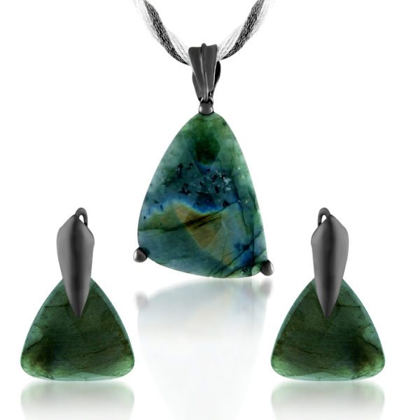 Sterling Silver  "Character Builder" Labradorite Set - With a Black Rhodium Antique Finish