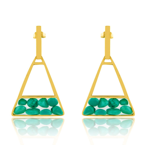 Sterling Silver Triangular Turquoise "Wisdom" Earrings - Gold Plated