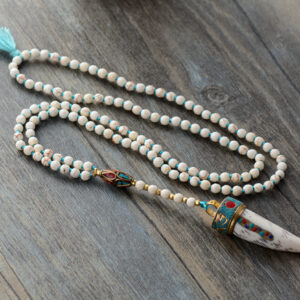 White Long Beaded Necklace