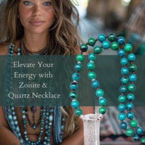 Hand-knotted Zoisite and Clear Quartz Necklace