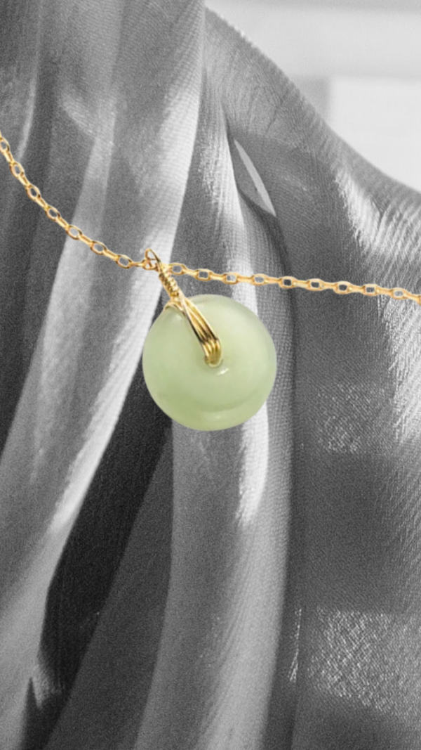 Green Jade 14k Gold Sterling Silver Minimalist Necklace - Gratitude Necklace - Image 5