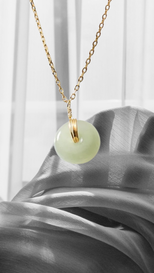 Green Jade 14k Gold Sterling Silver Minimalist Necklace - Gratitude Necklace - Image 4