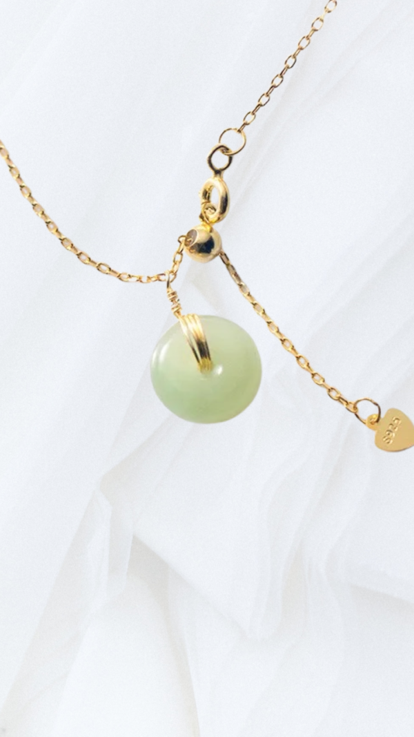 Green Jade 14k Gold Sterling Silver Minimalist Necklace - Gratitude Necklace - Image 6