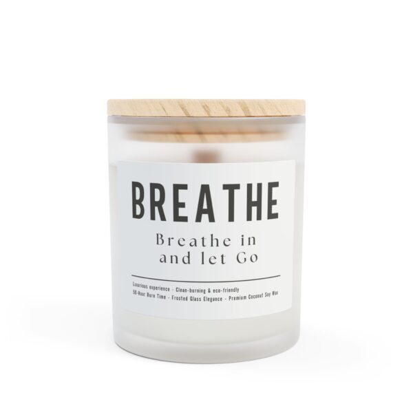 Breathe Aromatherapy Candle – 11oz Frosted Glass, Clean-Burning Coconut Soy Wax, Wooden Wick – Luxury Self-Care Candle for Relaxation & Stress Relief - Image 10