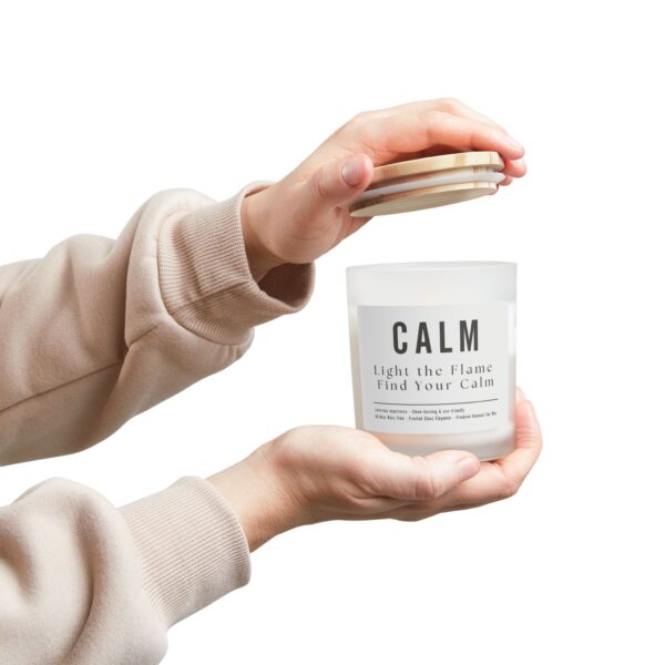 Find Your Calm – 11oz Aromatherapy Candle, Frosted Glass, Coconut Soy Wax, Wooden Wick – Clean-Burning Spa Candle for Relaxation & Self-Care - Image 5