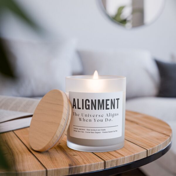 Zen Alignment Candle – 11oz Frosted Glass, Wooden Wick, Clean-Burning Coconut Soy Wax for Meditation, Yoga & Relaxation - Image 3