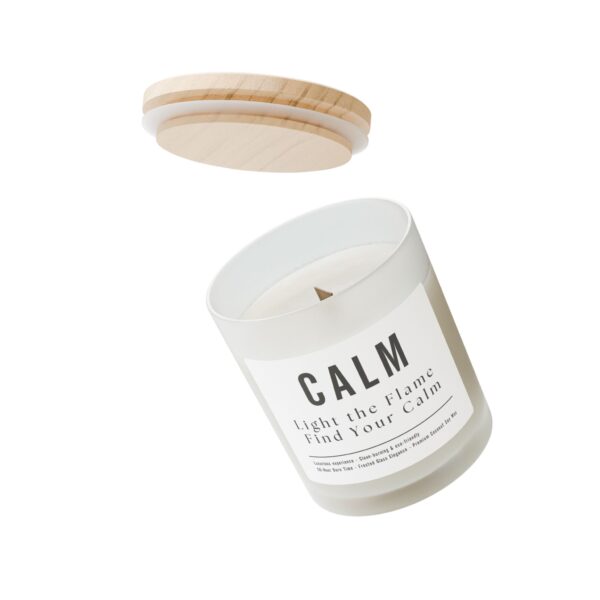 Find Your Calm – 11oz Aromatherapy Candle, Frosted Glass, Coconut Soy Wax, Wooden Wick – Clean-Burning Spa Candle for Relaxation & Self-Care - Image 4