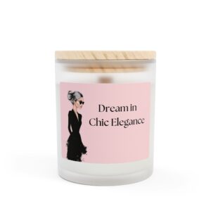 Luxury Vanilla Crème frosted glass candle with a crackling wooden wick. Clean-burning coconut soy wax for a cozy and inviting home ambiance.